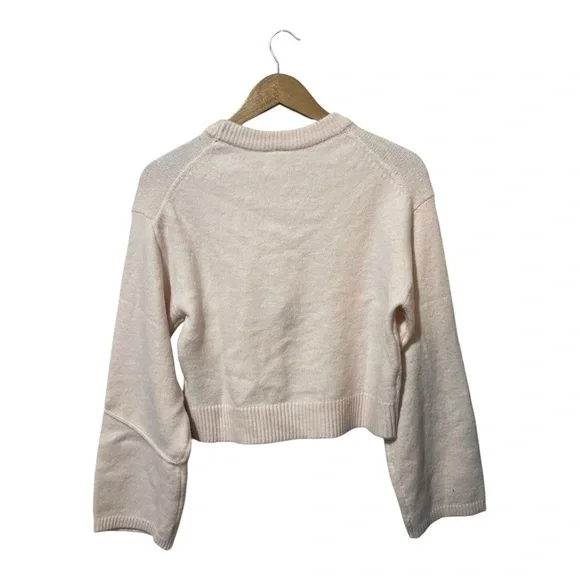 H&M Appliquéd Sweater Light Dusty Pink Bow 2XS Long Sleeve Knit Divided NWT - Picture 4 of 6